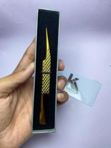 Pince à épiler pour extension de cils Gold Isolation Fine Grip Fiber-Tip Private Label Fabriqué au Pakistan Dans nos installations - Product Image 6