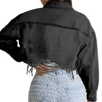 Kivotech-Chaqueta vaquera corta para mujer, ropa informal ajustada ligera con bolsillos elásticos para Otoño/Invierno