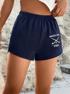 Imprimé personnalisé Short de sport décontracté en polyester/nylon respirant pour femmes, taille haute élastique, yoga et course avec poches - Product Image 5