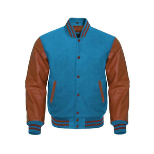 Chaqueta con letras de algodón de dos tonos personalizada unisex, chaqueta con cuello levantado, estilo universitario, moda de invierno, chaqueta de béisbol para hombres - Product Image 1