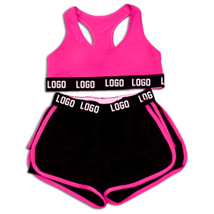 Ensemble de vêtements de sport de gymnastique d'été à séchage rapide short taille haute et soutien-gorge de sport fermeture à la taille élastique pour le yoga et le sport - Product Image 2