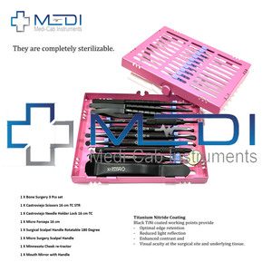 Micro Kit de Cirugía Oral Periodontal Implante Dental Instrumentos Quirúrgicos Manual de Acero Inoxidable Alemán Reutilizable en Color Rosa - Product Image 3