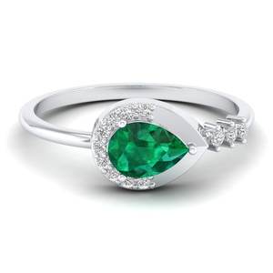 REYES Bague de fiançailles personnalisable en or 14K certifiée GRA, Moissanite, pierre précieuse émeraude, bijoux de créateur exclusifs. - Product Image 1