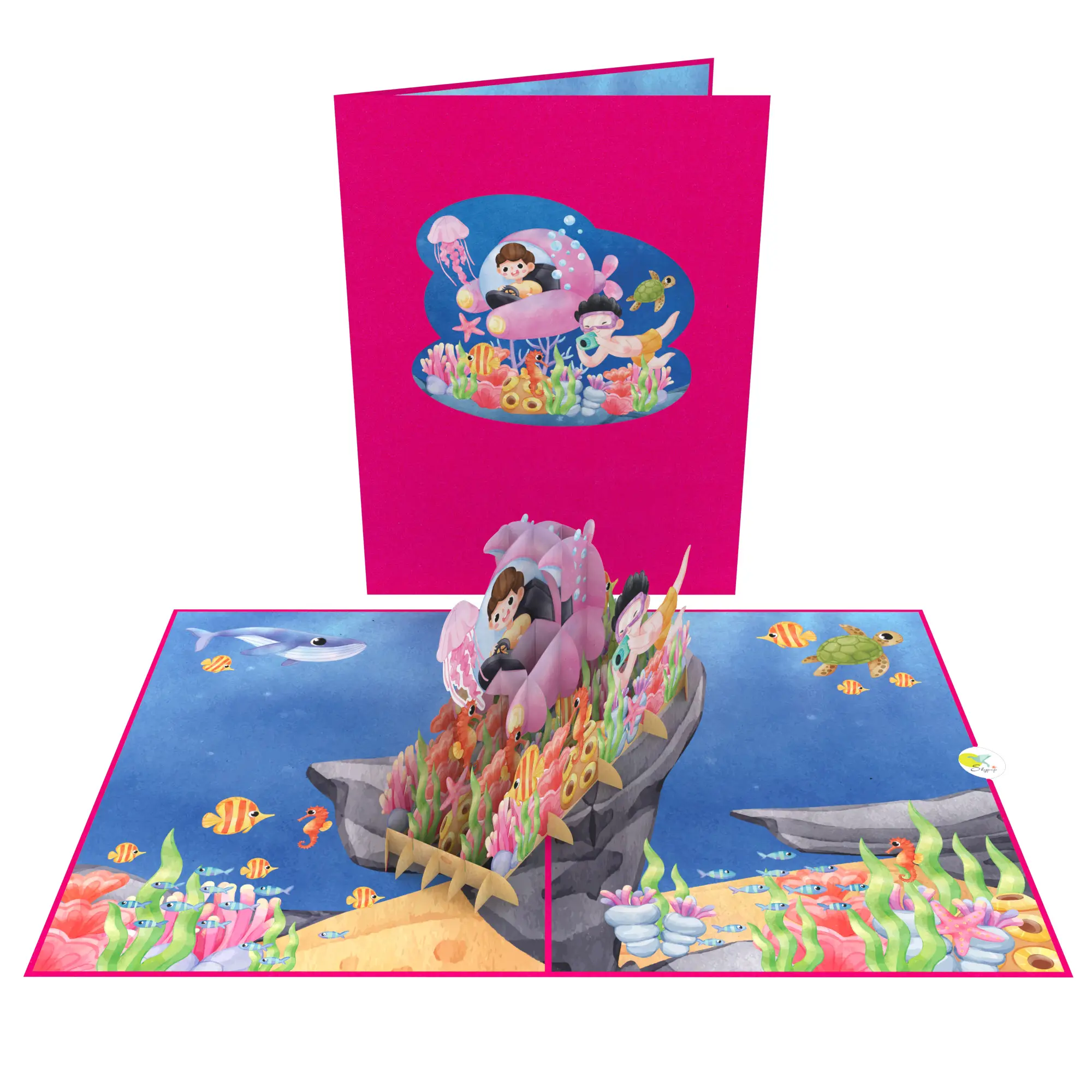 Explorez Ocean World 3D Pop Up Card Carte de vendeur chaud pour les vacances Anniversaire Anniversaire Carte 3D Papier fait main Découpe laser