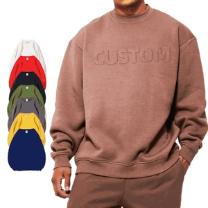 Sudadera de lana de algodón de gran tamaño para hombre, jersey liso de cuello redondo de invierno con impresión de logotipo personalizado, Fabricante Mayorista - Product Image 2