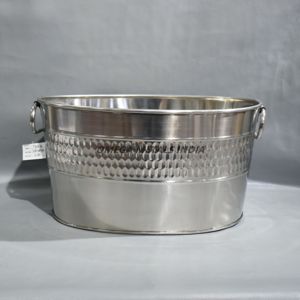 Refroidisseur à vin et refroidisseur de boissons à double paroi en acier inoxydable martelé élégant pour événements et fêtes haut de gamme - Product Image 1