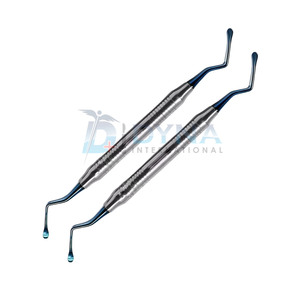 Juego de curetas Lucas de clase I de alta calidad, 2 puntas recubiertas de titanio, instrumentos quirúrgicos dentales dentados, Manual aprobado por CE - Product Image 2
