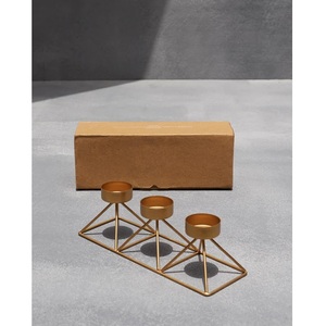 <b>Moroccan</b>-Inspired Brass Tealight Holder with 3 Holders Antique Finish for Outdoor Use Available at Bulk Quantity Price - Product Image 2