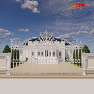 Porte en fer avec balançoire à double porte et conception de crête personnalisée pour les grandes propriétés, les domaines privés et les allées prestigieuses - Product Image 1