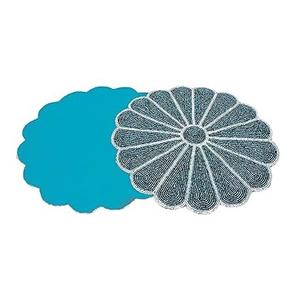 Set de table rond vintage bleu uni perlé pour mariage, banquet, usage domestique, durable, écologique, fait main - Product Image 1