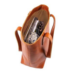 Logo personnalisé Design moderne Dames marron Tan Sacs à main en cuir véritable véritable Sac fourre-tout en cuir de vachette Sac à bandoulière pour femmes - Product Image 3