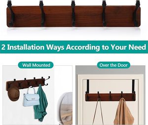 Amazing Wall-Mounted Coat <b>Rack</b> With 2 Over-Door Instillation Hooks Wood Plank Hat <b>Rack</b> Hooks for Clothing Hanging - Product Image 4