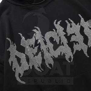 เสื้อฮู้ดผู้ชายประดับเพชรเทียม วัสดุคุณภาพดี 100% ผ้าฝ้าย ระบายอากาศได้ดี เหมาะสำหรับฤดูหนาว สไตล์สตรีทแวร์ - Product Image 4