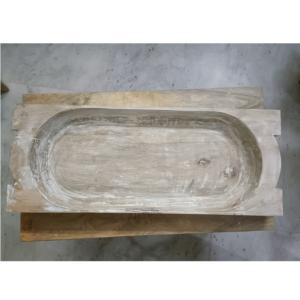 Plat à soupe rond en bois antique blanc écologique minimaliste européen fait à la main sans danger pour les aliments - Product Image 1