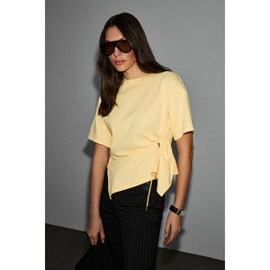 Blusa Regular de Algodón Orgánico para Mujer GRIMELANGE CORIAN con Cuello Redondo y Detalle de Cordón Ajustable - Product Image 5