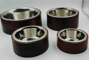 Best Quality wood <b>Bowl</b> Cylindrical Set of 4 Pcs Walnut Finishing <b>Steel</b> <b>Bowls</b> by crescent crafts - Product Image 4