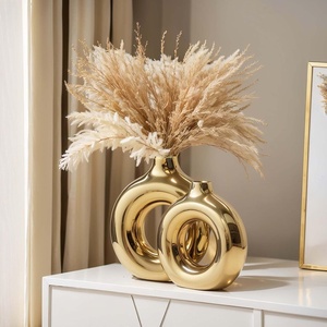 Vase à fleurs en acier inoxydable au design moderne, décor de maison luxueux pour de superbes compositions florales - Product Image 5