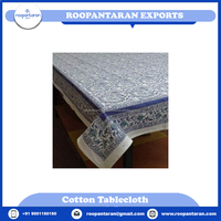Meilleures ventes : Nappe personnalisable en coton 100% écologique, imprimée à la main au bloc de bois de Jaipur, par un fabricant indien, modèle Nili Kyari