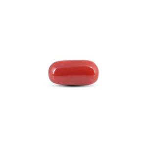 Coral rouge japonais 5,8 carats, pierre précieuse naturelle, taille ovale, polie, hauteur 8 mm, cornaline 3 mm - Product Image 1