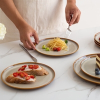 Assiette en céramique nordique personnalisée en gros, 10,5 pouces, assiette à salade en céramique émaillée réactive, assiette de service