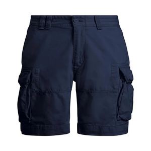 2024 New Hot Sale Fashionable High Street High Waist <b>Long</b> <b>Cargo</b> <b>Men</b> <b>Shorts</b> Breathable Canvas Elastic Waist Solid Plain Dyed - Product Image 1