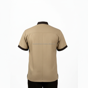 Ensemble d'uniformes professionnels personnalisés mi-brun pour hommes et femmes, tenue de travail formelle pour la réception d'hôtel, en nylon respirant et léger - Product Image 4