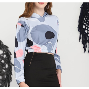 Sudadera Corta con Capucha para Mujer, Estilo Nuevo, Tejida, con Estampado Tie-Dye, Deportiva, de Color Sólido, Ligera, para Otoño - Product Image 4