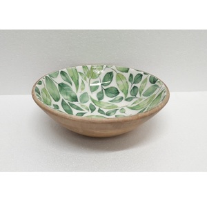 Newest Design Wooden and Meena Work Kitchenware Serving Bowl Round Shape Solid Wood Home Tabletop <b>Dinnerware</b> Bowl - Product Image 1