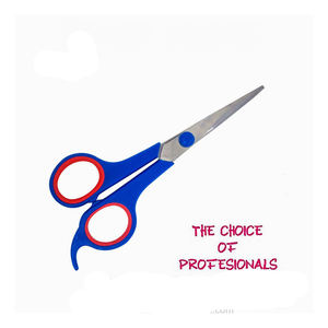 Tijeras de peluquero profesionales para zurdos con mango de plástico azul, hoja de acero inoxidable 440C para cortar bigote y barba - Product Image 6