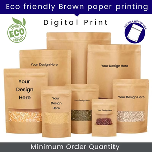 Eco-Friendly <b>Brown</b> Kraft <b>Paper</b> Stand-Up Pouch Durable Packaging <b>Bags</b> Various Sizes for Pet Food Customizable Logo Digital - Product Image 3