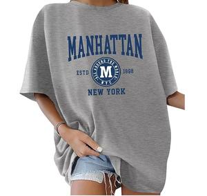 DTF imprimé surdimensionné femmes t-shirt OEM coton t-shirt avec coupe ample style streetwear pour l'été - Product Image 1