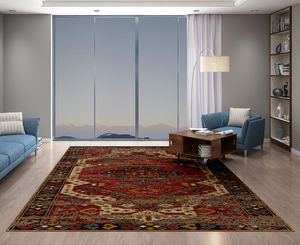 Alfombra antideslizante ecológica de lana anudada a mano de alta calidad, diseño de patrón abstracto único personalizado - Product Image 1