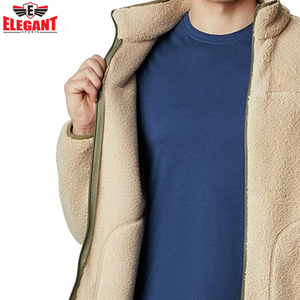 Custom <b>Men's</b> Plus Size Plain Collar Winter Wear <b>Sherpa</b> Warm Fleece <b>Jacket</b> With Pockets for <b>Men</b> by Elegant Sports - Product Image 5
