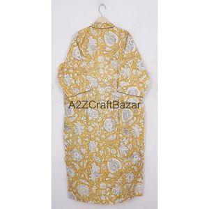 Beautiful Vintage Printed Cotton Women's Long Kimono Floral Indian Style Nightwear Bathrobe All Season Comfortable Front - Product Image 5