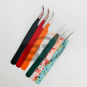 Pinzas de pestañas de acero inoxidable de alta calidad al por mayor OEM superventas extensión de pestañas sostenible personalizable profesional - Product Image 5