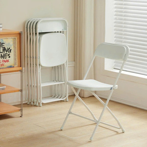 Modern White Stackable Folding <b>Chair</b> Lightweight Metal for Beach <b>Garden</b> Indoor Outdoor Use - Product Image 1