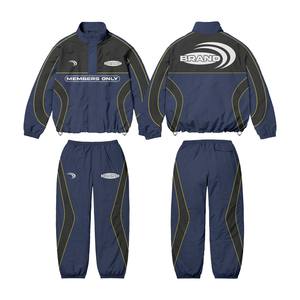 2025 Unisex Custom <b>Red</b> Color Cotton Breathable Plus Size Jacket Windproof Stripe Stand Collar Fashionable Trendy Tracksuits for - Product Image 2