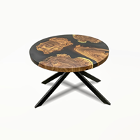 Table basse supérieure en bois de résine époxy avec support Table basse en bois de rivière en résine époxy en gros Table élégante au design unique