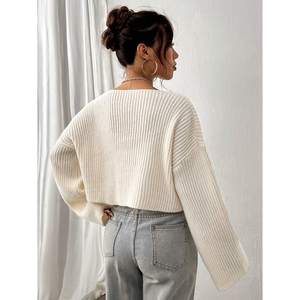 Women's Handmade Ribbed Long Sleeve <b>Cardigan</b> <b>Sweater</b>-Breathable Warm Fashion Print Button Design - Product Image 2