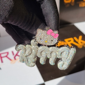 Collar con colgante personalizado de Hello Kitty con diamantes de moissanita, joyería de Hip Hop personalizada de Plata de Ley 925 para fiesta de mujer - Product Image 4