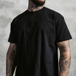 Camiseta para hombre de aspecto cómodo, camiseta suave de tela a base de algodón de gran tamaño con hilo alto - Product Image 5