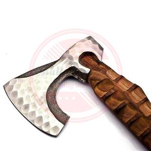 Stainless Steel Fixed Blade Camping Customized <b>Axe</b>| Wholesale <b>Axe</b> with <b>Wooden</b> Handle and Leather Case for Use - Product Image 6
