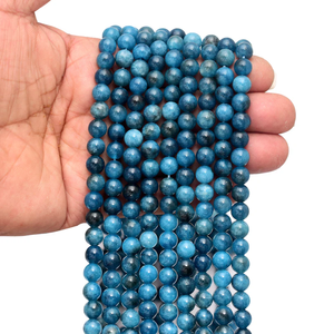 Collier en cristal naturel, perles d'apatite bleue lisses, pierre rouge polie, bijoux, brin lâche, grossiste en pierres précieuses pour la guérison - Product Image 3