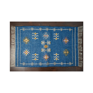 Tapis Kilim en laine tissé à la main de créateur Pile en peluche Taille personnalisable Design géométrique moderne-Tapis décoratif à essence culturelle unique - Product Image 5