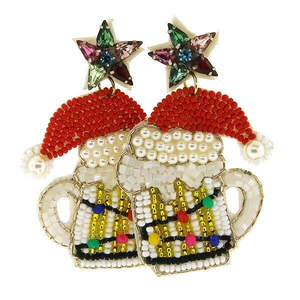 Boucles d'oreilles flocon de neige de Noël à la mode pour femmes perlées avec des strass pour les vacances pour les filles par la mode glowin - Product Image 2