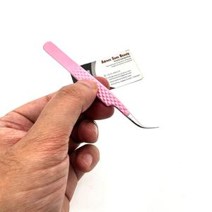 Baby Pink Curved Isolation Diamond Grip Lash <b>Tweezer</b> Custom Made Logo Printing Stainless Steel Sustainable OEM - Product Image 6