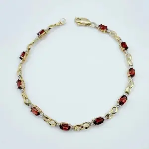 Bracelet tennis vintage pour femme en argent sterling avec diamant ovale de 5,5 carats, plaqué or jaune 14 carats - Product Image 2