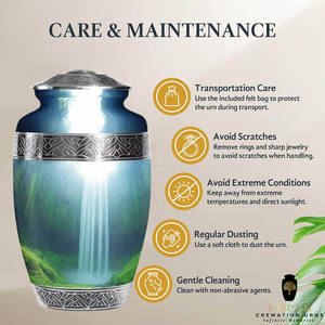 Urne funéraire Nature Waterfall pour cendres humaines, style américain et européen, écologique, design personnalisable, capacité de 220 pouces cubes - Product Image 5