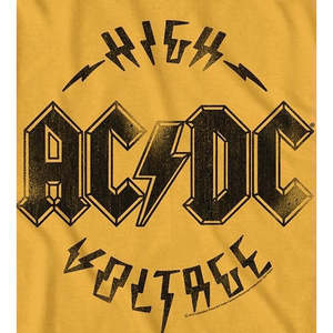 T-shirt Grafica ACDC High Voltage da Uomo, 100% Cotone Jersey, Taglia Extra Large, Stampa Fantasia Solida, 300 Grammi, Giallo Medio - Product Image 3