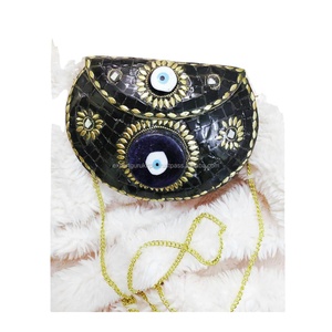 Evil Eye Metal Purse Frame Lujo Estilo bohemio Perla Embrague Bolso de noche Bolso DE BODA Estilo indio Bolsos de mensajero para mujer - Product Image 1